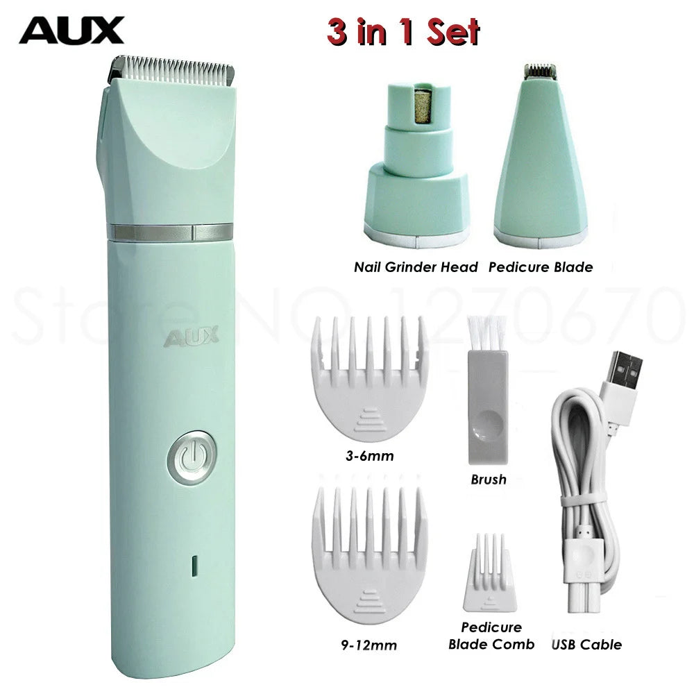 Professional Silent Cat & Dog Hair Trimmer. Nail Grinder. Animal Foot Hair Cutter Remover. USB Rechargeable!