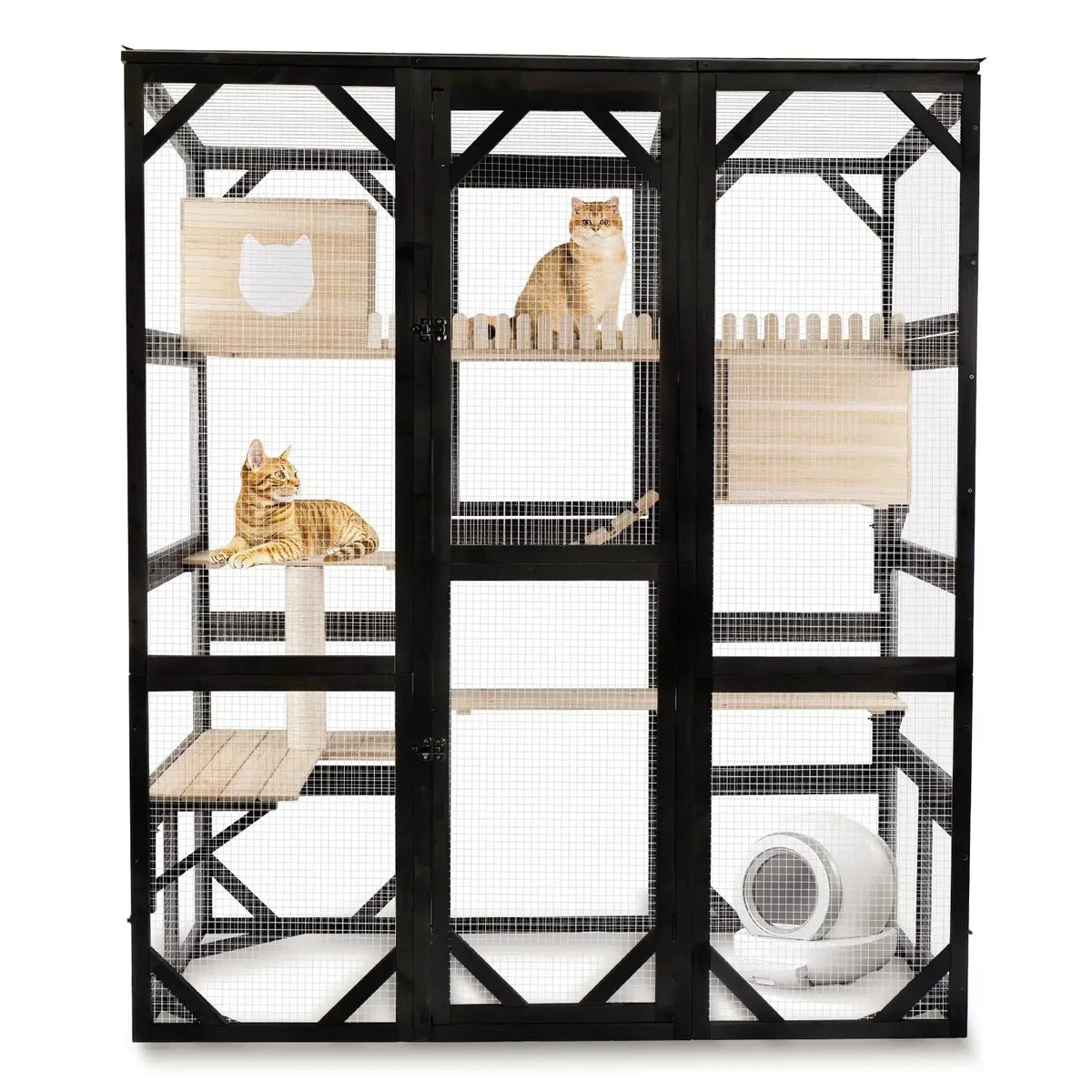 FunXplore 71.1" L Large Cat Catio Outdoor Cat Enclosure Window Acess, Walk-in Cat Cage House for Multiple Indoor Outdoor