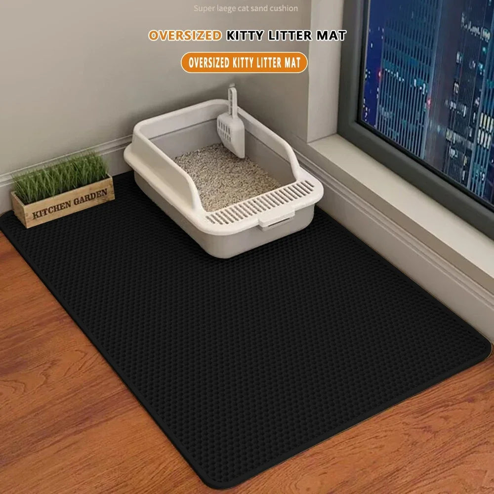 Cat Litter Mat 2-Layer Design Premium Sand Trapping Technology. Waterproof Base Non-Slip Pet Floor Protecto.