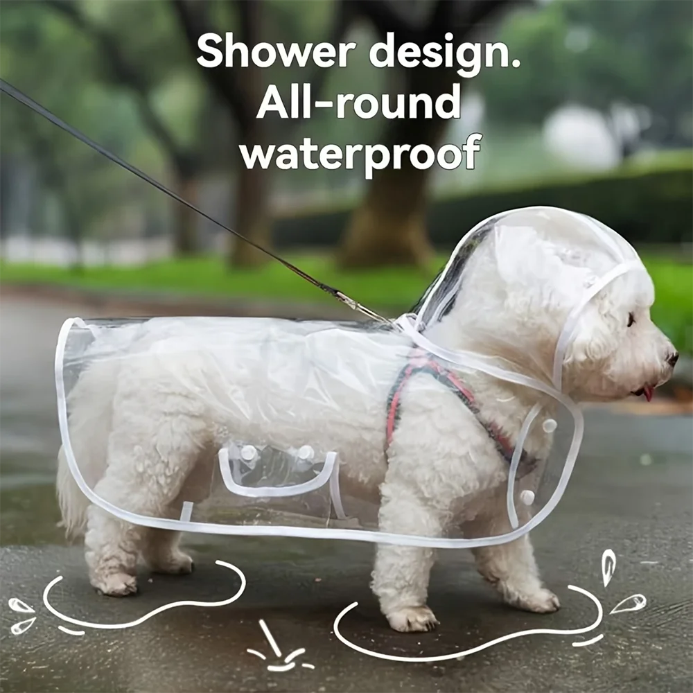 Transparent Waterproof Dog Raincoat, Raincoat for Small and Medium-Sized Dogs.