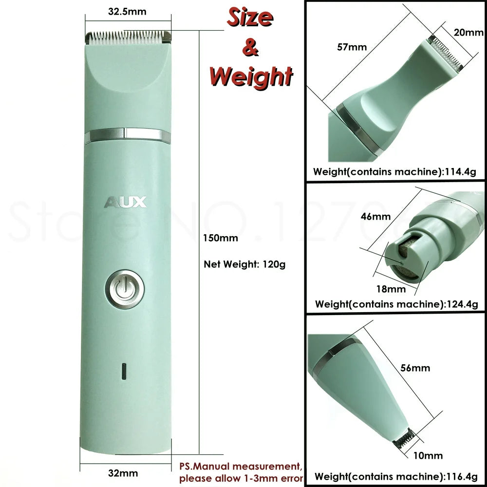 Professional Silent Cat & Dog Hair Trimmer. Nail Grinder. Animal Foot Hair Cutter Remover. USB Rechargeable!