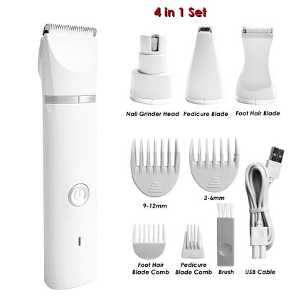 Professional Silent Cat & Dog Hair Trimmer. Nail Grinder. Animal Foot Hair Cutter Remover. USB Rechargeable!