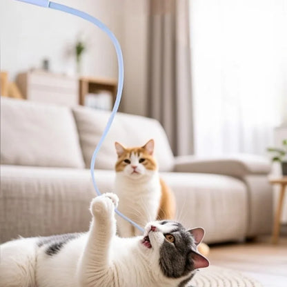 Simulated Mouse Tail Cat Teaser Toy; Funny Silicone Long Tail, Indoor Kitten Teaser Stick
