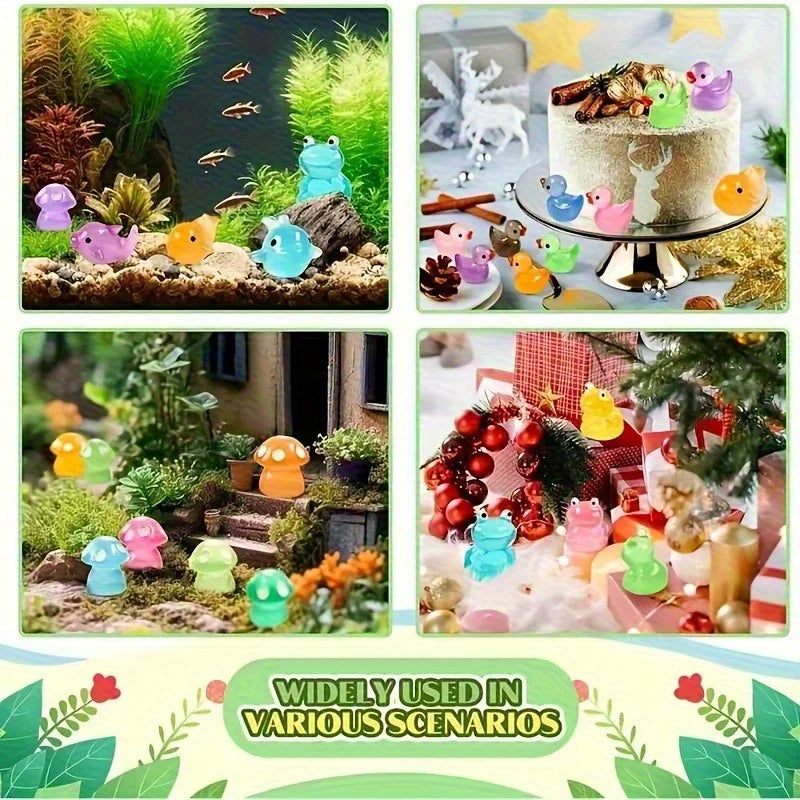 30-100pcs Luminous Mini Resin Animal Figurines Glow in The Dark Fish Tank. Aquarium Ornament Aquatic Landscape Decor Accessories. - JanesWaggingWonders