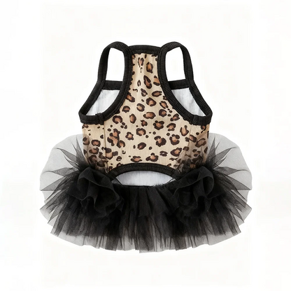 Fashion Sweet Puppy Dog Summer Dress,  Princess Skirt Dog Lace Cake Camisole Tutu Dress -Leopard Print Dog Tutu Dress