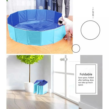 Portable PVC Pet Swimming Pool. Foldable Summer Swimming Pool. Non-slip Pet Bath Pet Cleaning Water Basin.