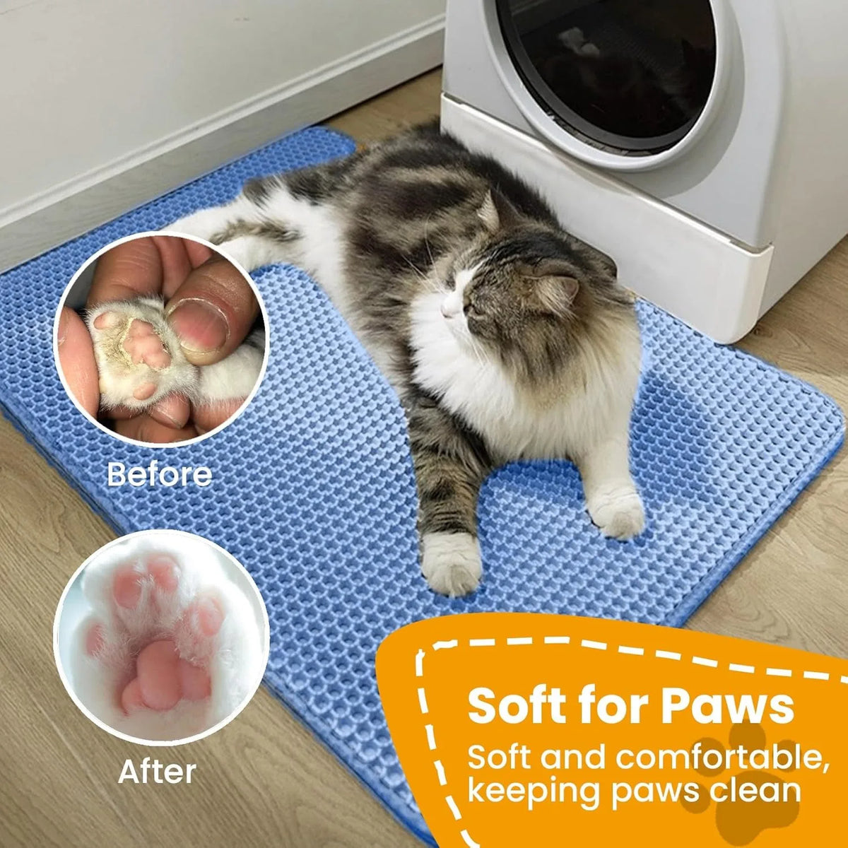 Double Layer Cat Non Slip Big Litter Box Mat. Wear Resistant, Waterproof Cat Litter Mat