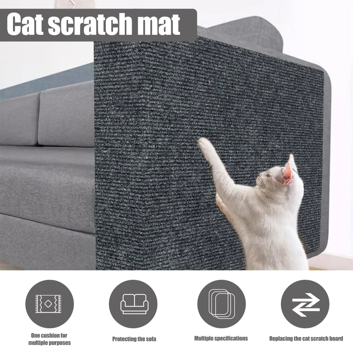 Anti Cat Scratch Mat. Trimmable Self-Adhesive Carpet. Pet Scratcher Furniture , Sofa,  Wall Protector.