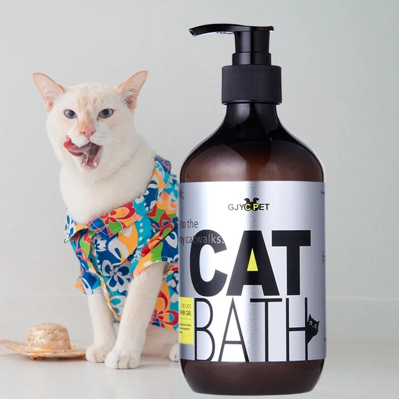 500ml Cat Shower Gel, Shampoo Ultra Cleaning Fluffy Smooth! Lasting Scent. Deep Soil Removal. Pet Deodorizer Decontamination.