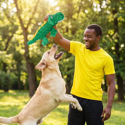 Soft Plush Dog Squeaky Chew Toys.  Stuffed Crocodile for Small & Large Dogs & Cat! Cute Interactive Squeak Toy.