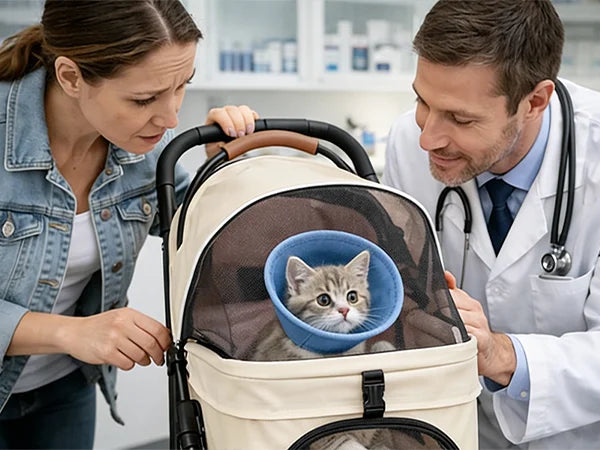 2-in-1Pet Stroller for Small Dogs & Cats! Foldable Lightweight 4 Wheel Dog or Cat Stroller with Removable Carrier! Travel Portable Pet Cart. - JanesWaggingWonders