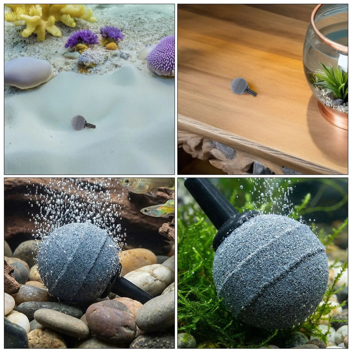 12pcs Aquarium Air Stone Bubble Diffuser, Fish Tank Air Bubbler Stone for Water Oxygenation, for Aquatic Plant and Fish Care - JanesWaggingWonders