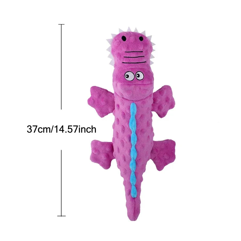 Soft Plush Dog Squeaky Chew Toys.  Stuffed Crocodile for Small & Large Dogs & Cat! Cute Interactive Squeak Toy.