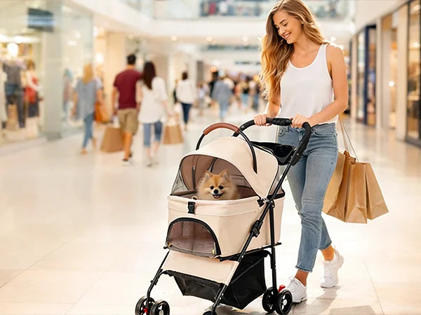 2-in-1Pet Stroller for Small Dogs & Cats! Foldable Lightweight 4 Wheel Dog or Cat Stroller with Removable Carrier! Travel Portable Pet Cart. - JanesWaggingWonders
