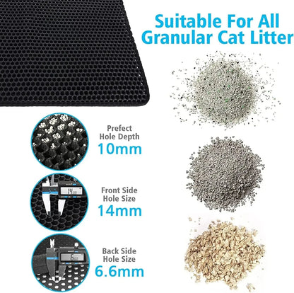 Cat Litter Mat 2-Layer Design Premium Sand Trapping Technology.  Waterproof Base Non-Slip Pet Floor Protecto.
