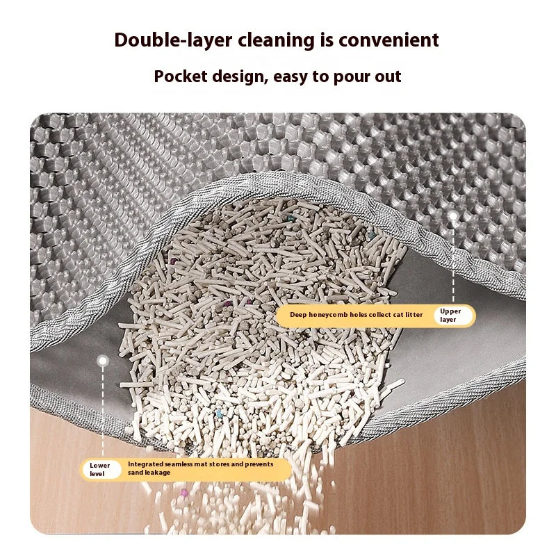 Cat Litter Mat 2-Layer Design Premium Sand Trapping Technology.  Waterproof Base Non-Slip Pet Floor Protecto.