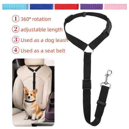 Adjustable Anti-Escape Pet Car Seat Belt Dog Cat Headrest! Safety Restraint, Portable Travel Safety Leash For pets!