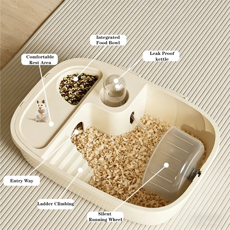 Transparent Hamster Cage Oversized Luxury Villa Large Space Habitat! Panoramic View for Hamsters & Small Pets - JanesWaggingWonders