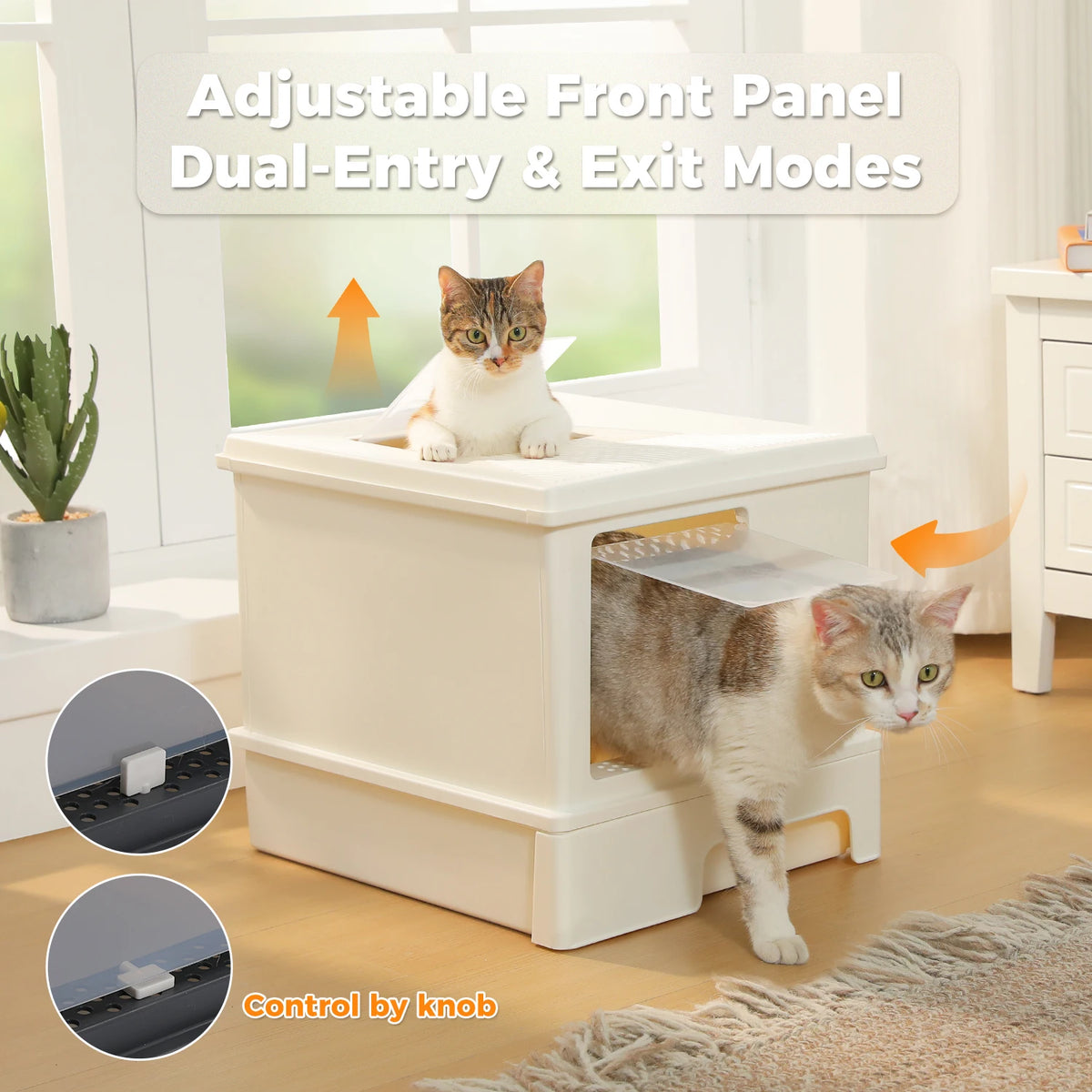 Enclosed Cat Litter Box with Scoop, Large Litter Box for Indoor, Cat Toilet with Lid, Pull-Out Drawer, Top Exit Anti-Tracking