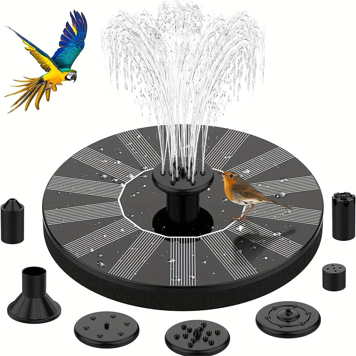 Solar Fountain with 6 Nozzles - 1.4W Solar Panel Floating Water Pump for Bird Baths, Pools,Garden DIY Waterfall Yard Decor