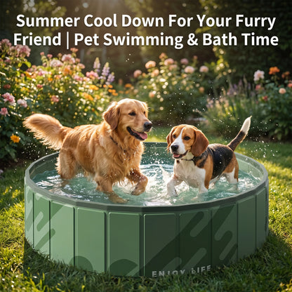 Foldable Anti-Scratch PVC Dog Pool, Thick No-Inflate Pet Bath Tub with Quick Drain, 
Portable Swimming Pool for Dogs, Cats, Kids, Outdoor Water & Sand Play