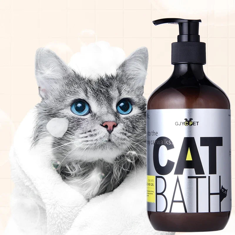 500ml Cat Shower Gel, Shampoo Ultra Cleaning Fluffy Smooth! Lasting Scent. Deep Soil Removal. Pet Deodorizer Decontamination.