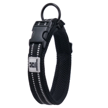 Dog Collar Adjustable Mesh Padded for Small, Medium & Large Dogs! Nylon Reflective for Pet.