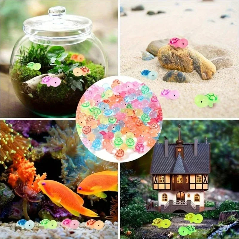 30-100pcs Luminous Mini Resin Animal Figurines Glow in The Dark Fish Tank. Aquarium Ornament Aquatic Landscape Decor Accessories. - JanesWaggingWonders