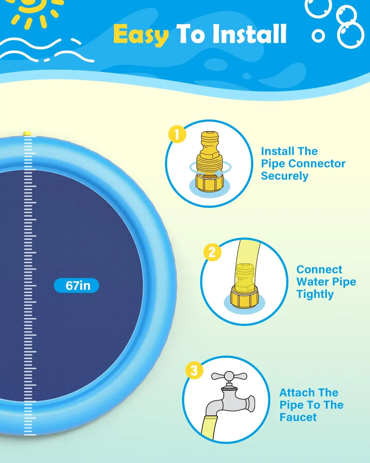 Dog Splash Pad Sprinkler Pool – Thick Anti-Slip Splash Mat for Dogs & Kids, Outdoor Summer Water Play Toy.
Backyard Sprinkler Fountain, Durable PVC Cooling Play Pad