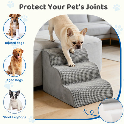 JHK 3-5 Step High-Density Curved Foam Dog Stairs! Ramp for Small Dogs & Cats Indoor Non-Slip Pet Ladder Ramp Stairs!