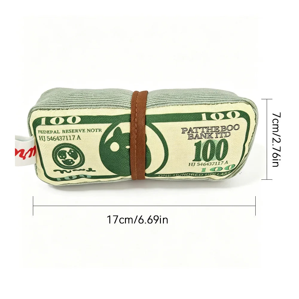 Interactive Squeaky Money Shaped Chew Toy for Dogs And Cats with Crinkle Paper. Teeth Cleaning Pet Toy.