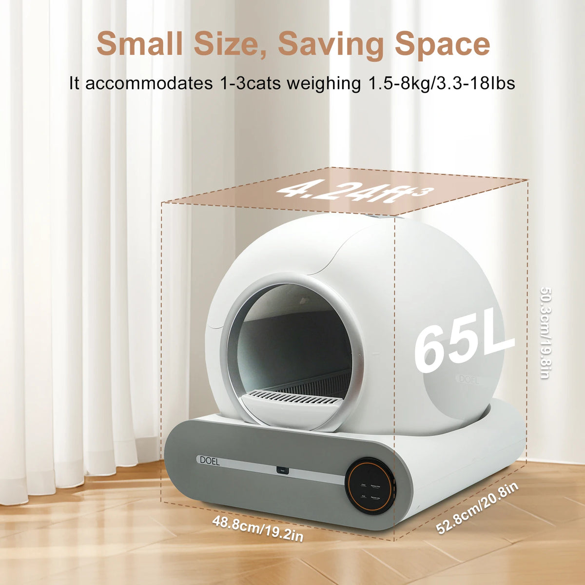 DOEL Self Cleaning Cat Litter Box 65L Automatic Cat Litter Box w/ Trash Bag & Litter Mat Smart Cat Toilet App Control 2.4G WiFi - JanesWaggingWonders