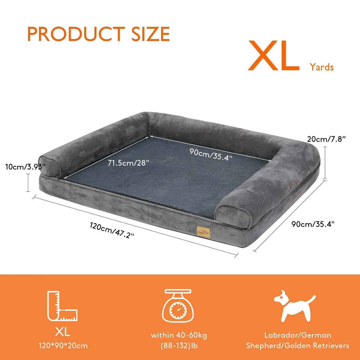 Dog Bed Extra Large Orthopedic Mattress Couch Sleeping Cushion with Removable Washable Cover!