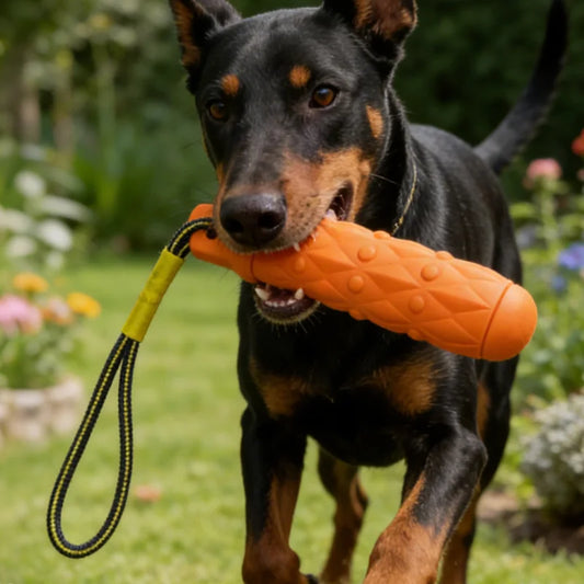 Large Safe Indestructible Dog Chew Toy; EVA Tough Biting Stick With Rope