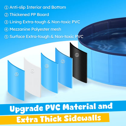 Portable Dog Pool, Foldable Pet Swimming Tub, Anti-Slip Collapsible Pet Bathtub, Hard Plastic Bath Pool for  Dogs and Cats!