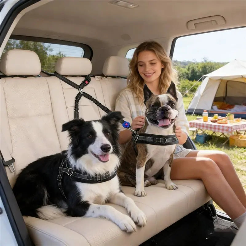 1Pcs Pet Dog & Cat Seat Belt Car. Car Safety Rope One Belt Two Dog Leash