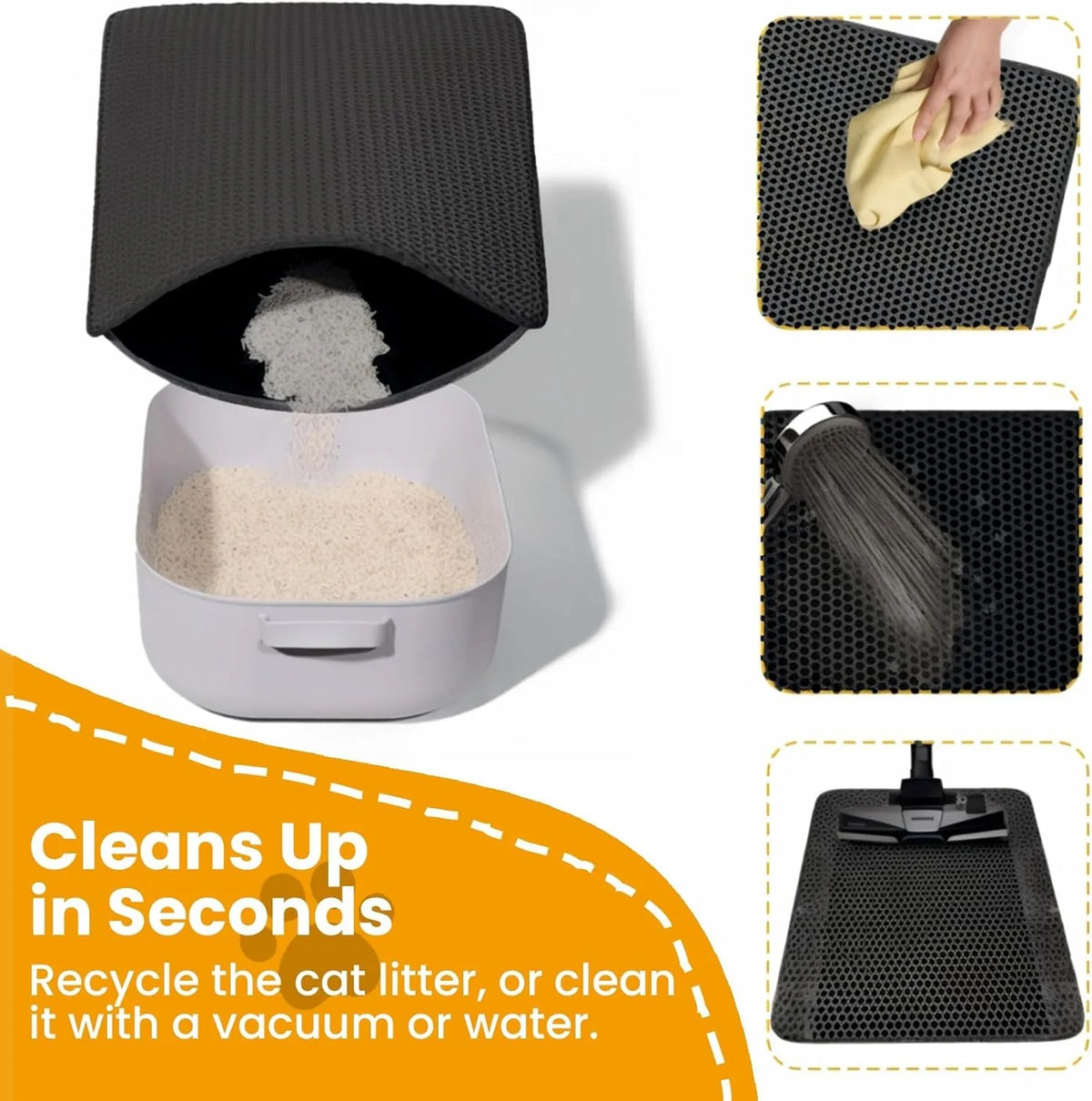 Double Layer Cat Non Slip Big Litter Box Mat. Wear Resistant, Waterproof Cat Litter Mat