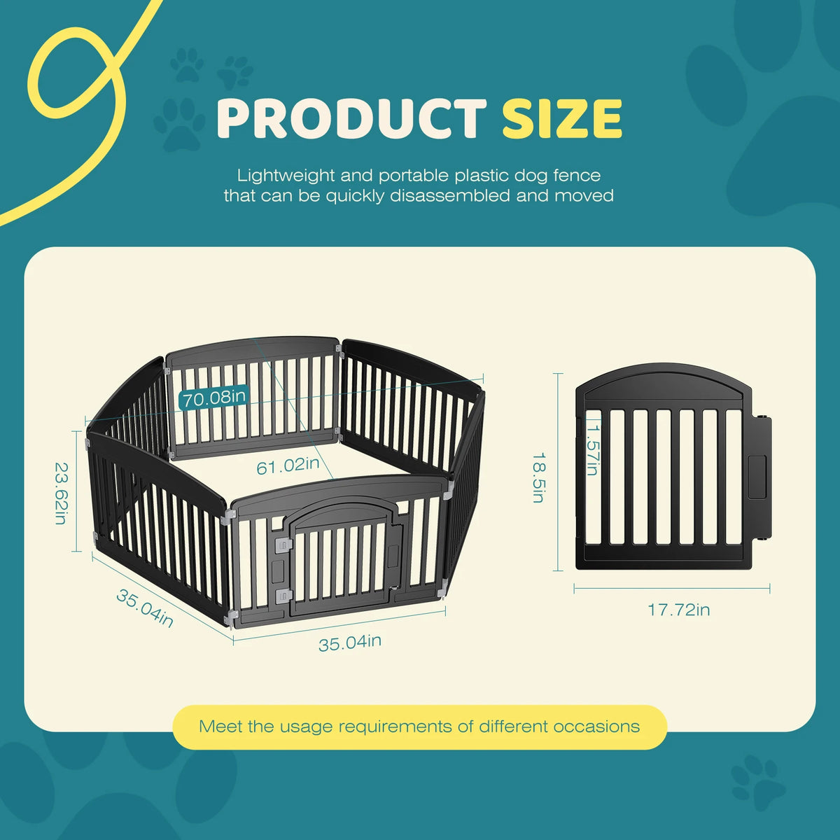 Plastic Portable Indoor Outdoor Dog Playpen 6 Panel 24IN Expandable & Durable Pet Fence for Medium Dogs - JanesWaggingWonders