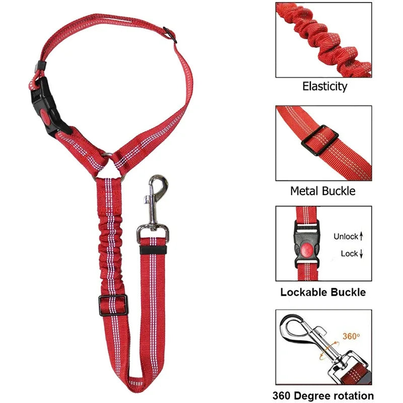 New Solid Two-in-one Pet Car Seat Belt. Dog Harness Leash. Back Seat Safety Belt Adjustable for Cats & Dogs.