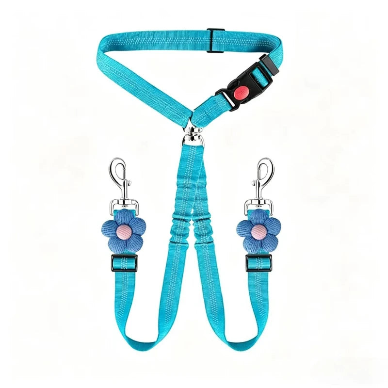1Pcs Pet Dog & Cat Seat Belt Car. Car Safety Rope One Belt Two Dog Leash