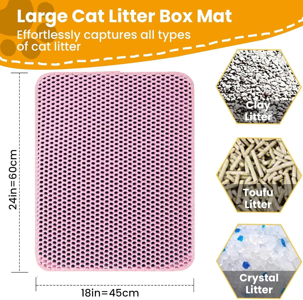 Double Layer Cat Non Slip Big Litter Box Mat. Wear Resistant, Waterproof Cat Litter Mat