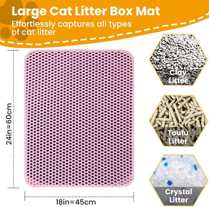 Double Layer Cat Non Slip Big Litter Box Mat. Wear Resistant, Waterproof Cat Litter Mat