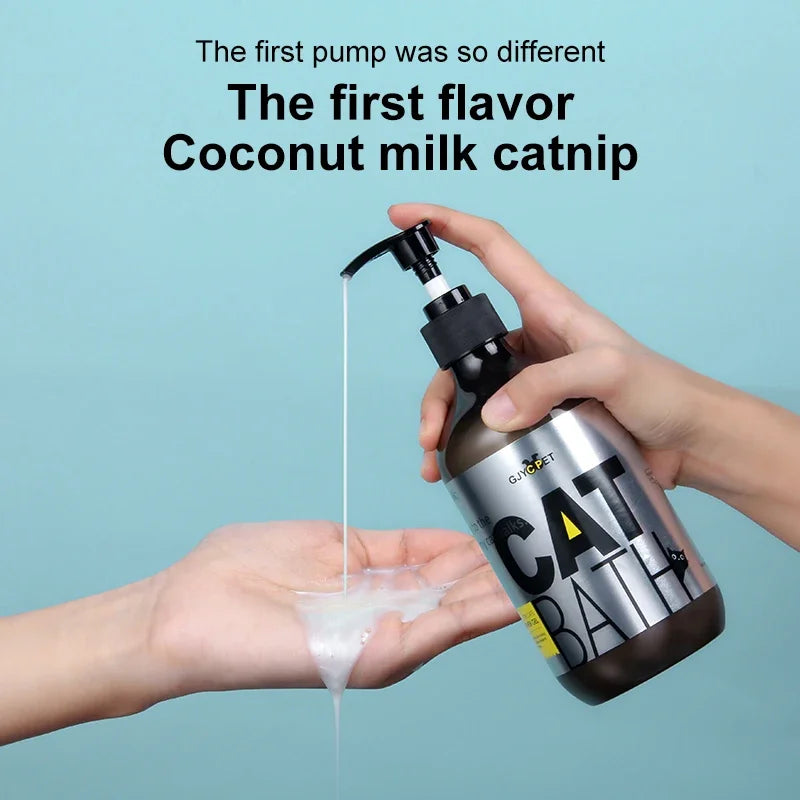 500ml Cat Shower Gel, Shampoo Ultra Cleaning Fluffy Smooth! Lasting Scent. Deep Soil Removal. Pet Deodorizer Decontamination.