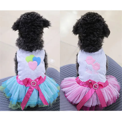 Fashion Bowknot Dog Dress, Skirts Mesh Lace Bow Knot Princess Dress! Clothes for Small & Medium Dogs.