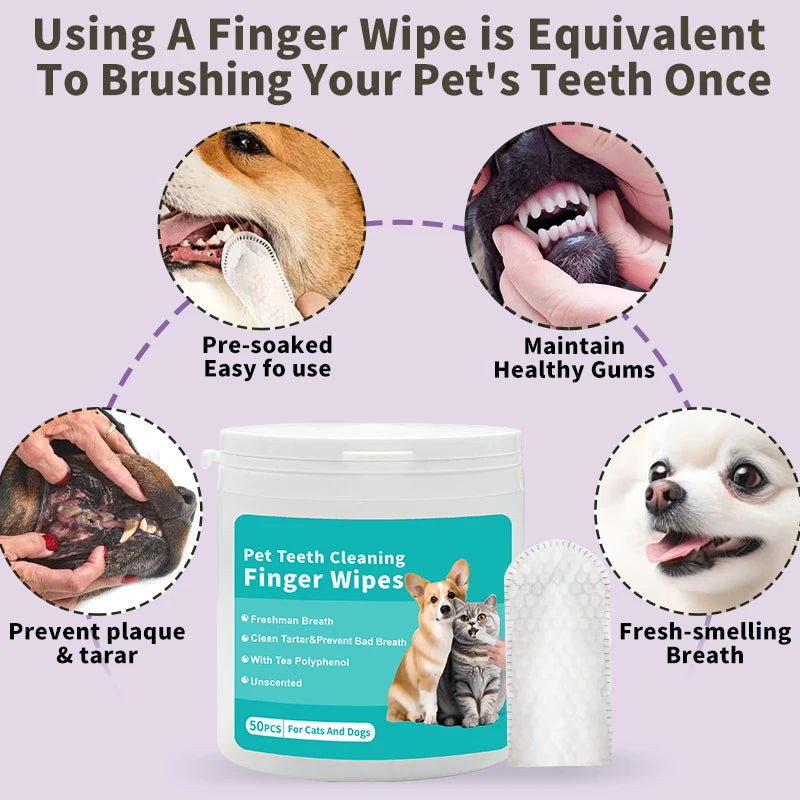 Pet teeth cleaning wipes, cats and dogs, pet cleaning wipes, gloves that can be licked!