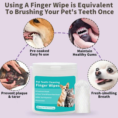 Pet teeth cleaning wipes, cats and dogs, pet cleaning wipes, gloves that can be licked!