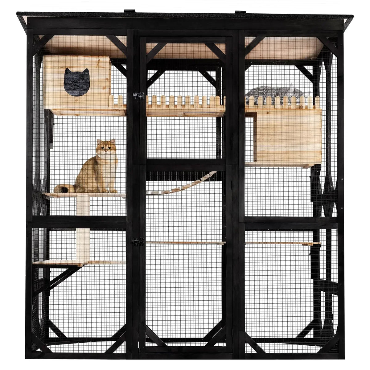FunXplore 71.1" L Large Cat Catio Outdoor Cat Enclosure Window Acess, Walk-in Cat Cage  House for Multiple Indoor Outdoor