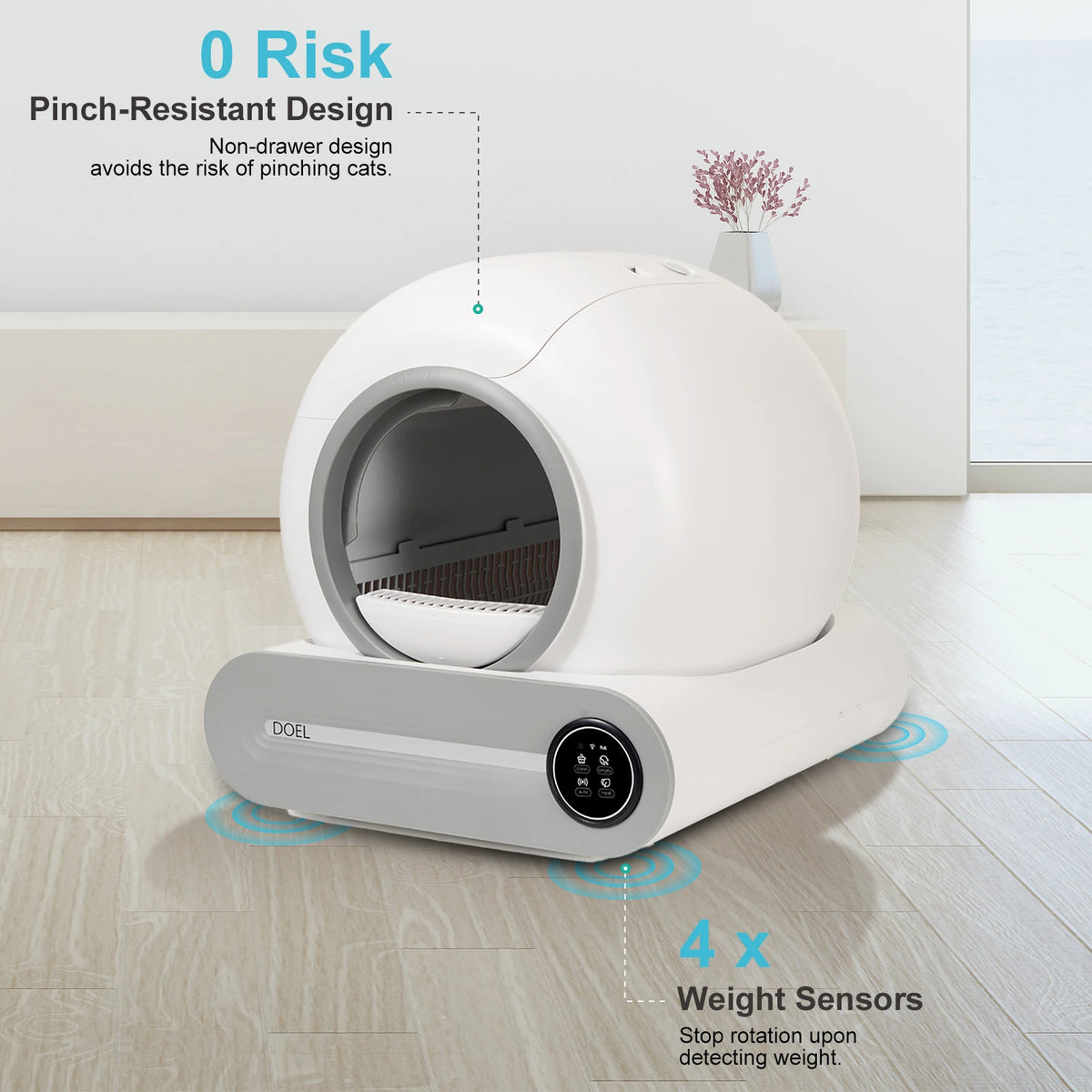 DOEL Self Cleaning Cat Litter Box 65L Automatic Cat Litter Box w/ Trash Bag & Litter Mat Smart Cat Toilet App Control 2.4G WiFi - JanesWaggingWonders
