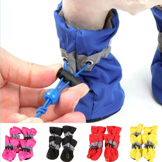 4pcs/set Waterproof Pet Dog Shoes.  Anti-slip Rain Boots. 
Footwear for Small Cats Dogs Puppy Dog Pet Booties.