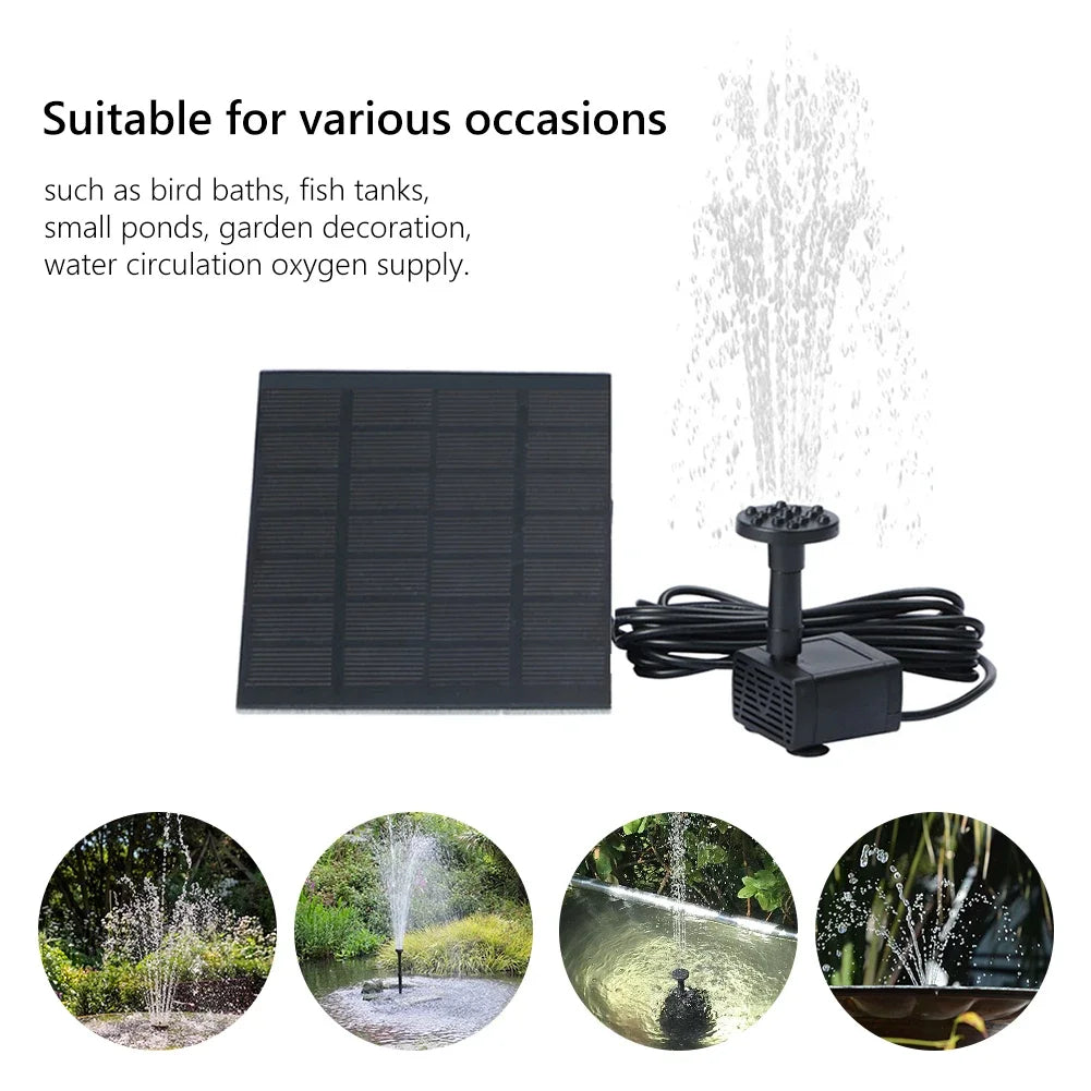 Solar Fountain with 6 Nozzles - 1.4W Solar Panel Floating Water Pump for Bird Baths, Pools,Garden DIY Waterfall Yard Decor
